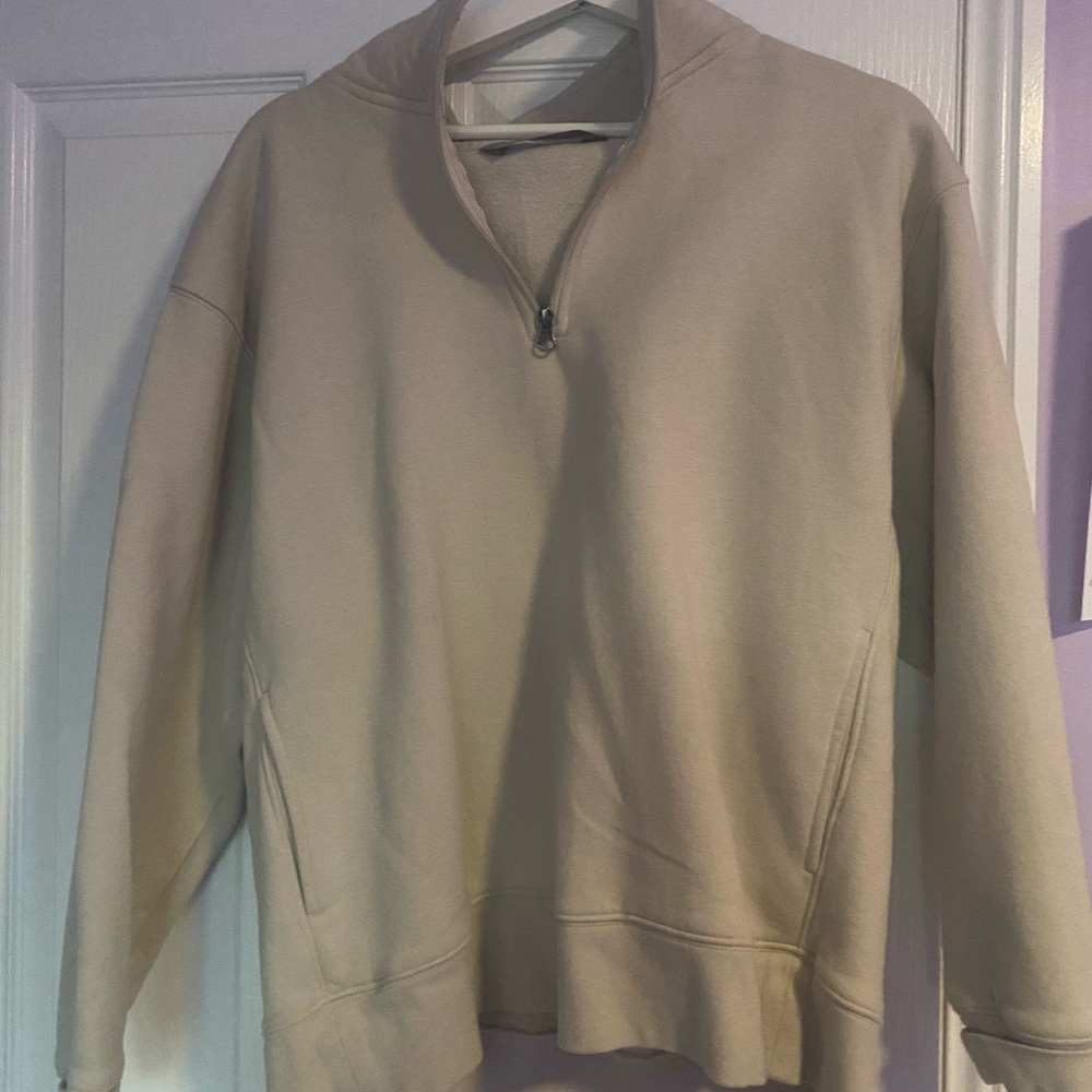 Men's Beige Quarter-Zip Sweater